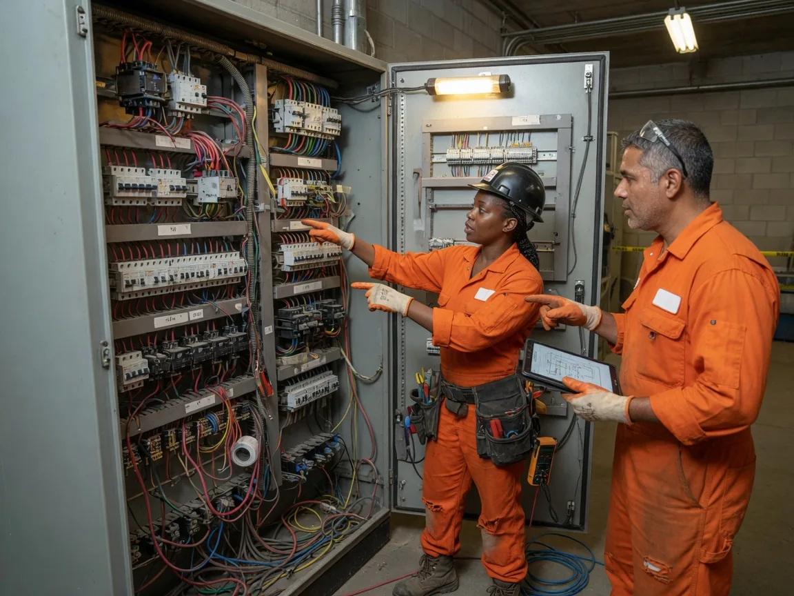 Professionals collaborating in a bright workplace